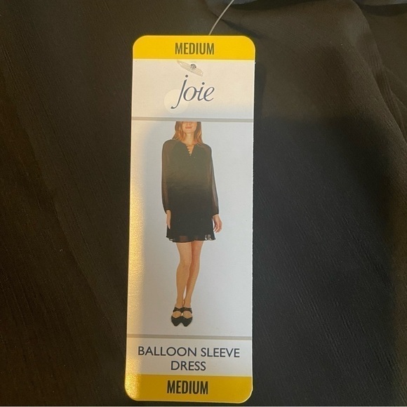 JOIE Long Balloon Sleeve MIDI Dress Black M - Picture 7 of 10